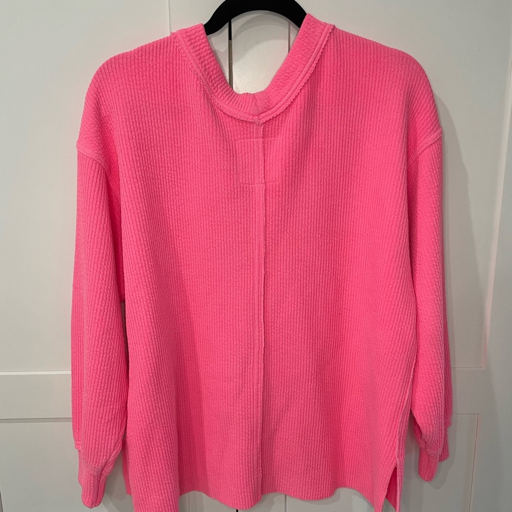 Aerie Neon Hot Pink Oversized Sweater - Picture 7 of 7